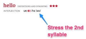IELTS Pronunciation Word Stress Dictionary Entry