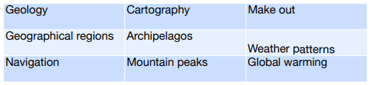 Geography bingo