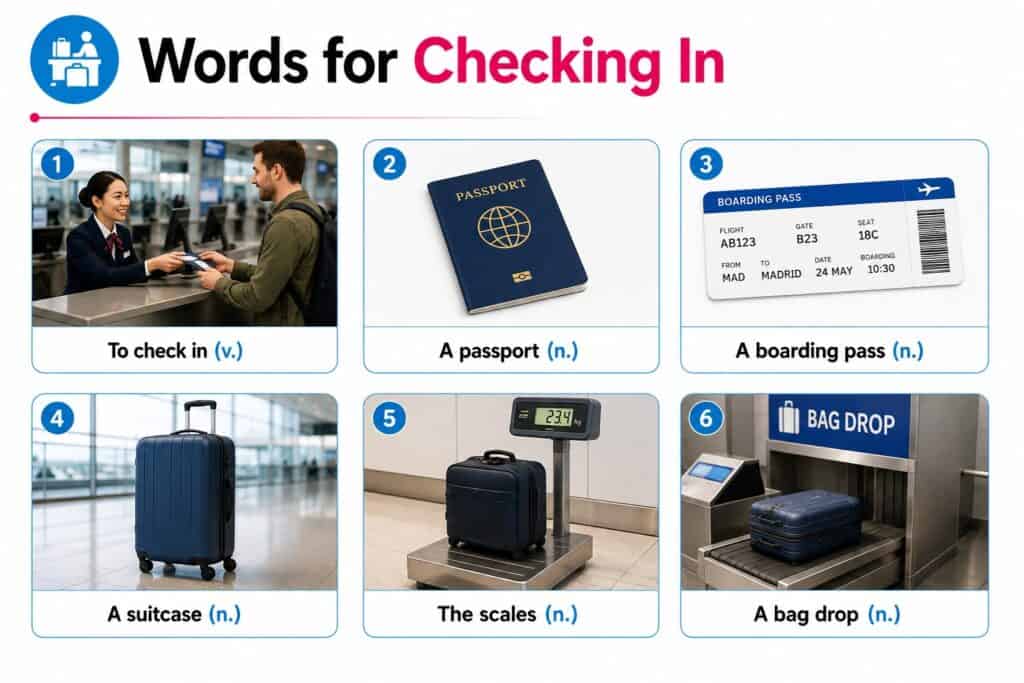 Useful words for checking in